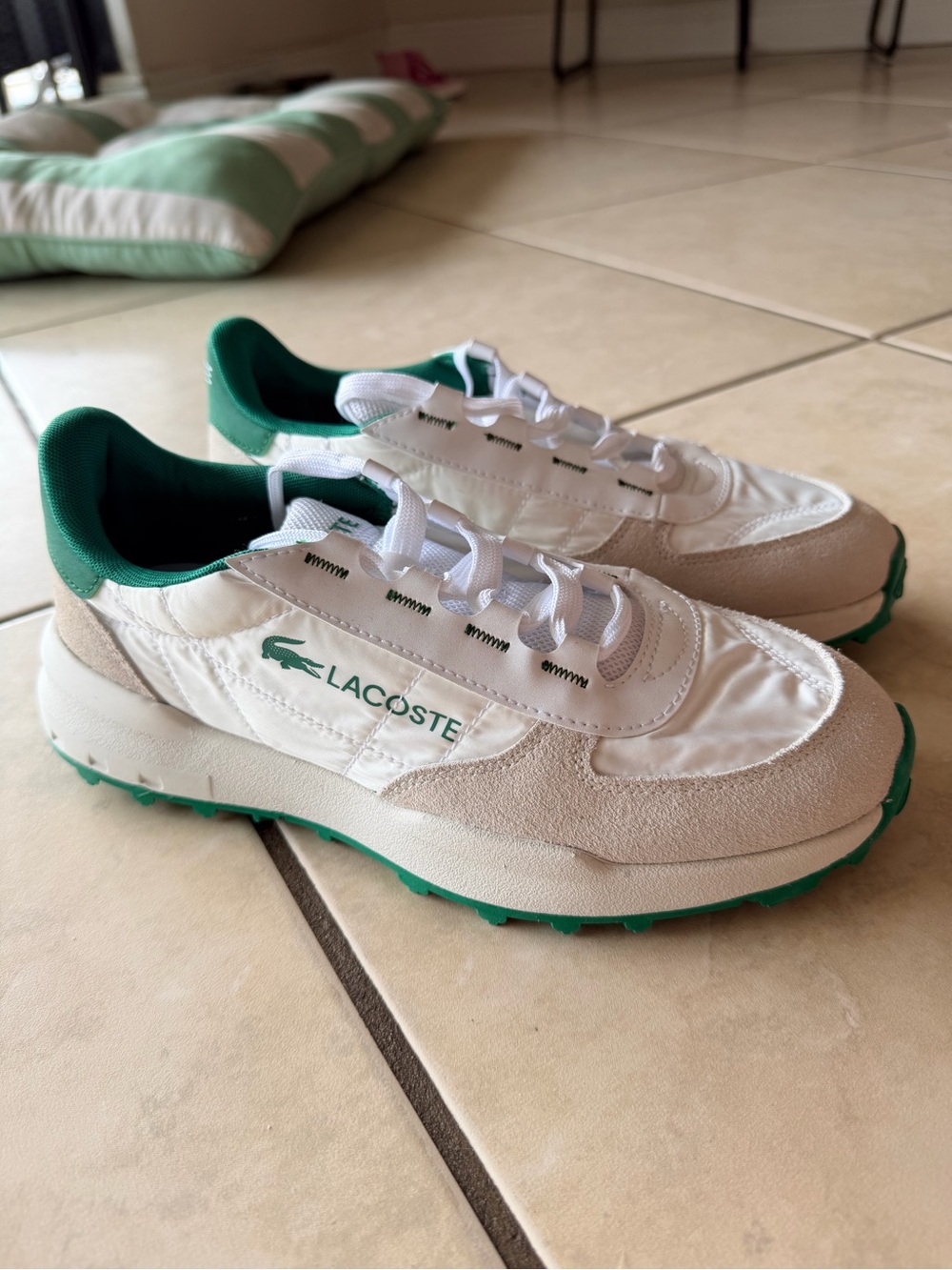 Lacoste Elite Active Evo Sneakers White Green Men’s Size 7.5 EU 40 NEW
